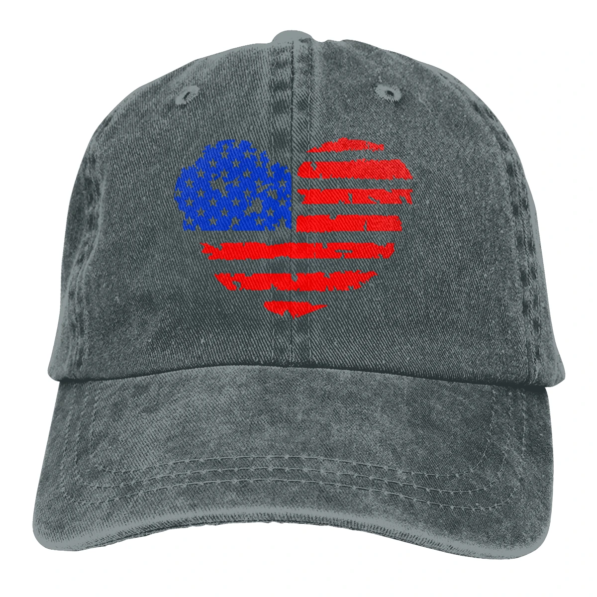 Состаренное сердце с американским флагом Casquette черные унисекс Мужские Женские джинсовые бейсболка с ремешком кепки регулируемые Гольф папа шляпа
