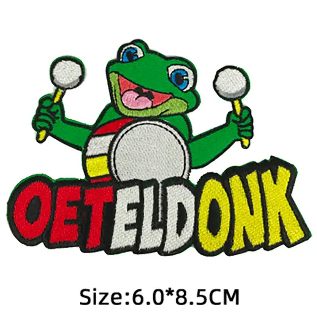 2021 Oeteldonk Emblem Frog Carnival for Netherland Emblems Full Embroidered Iron on Embroidery Patches for Clothing Applique F PE3394CT