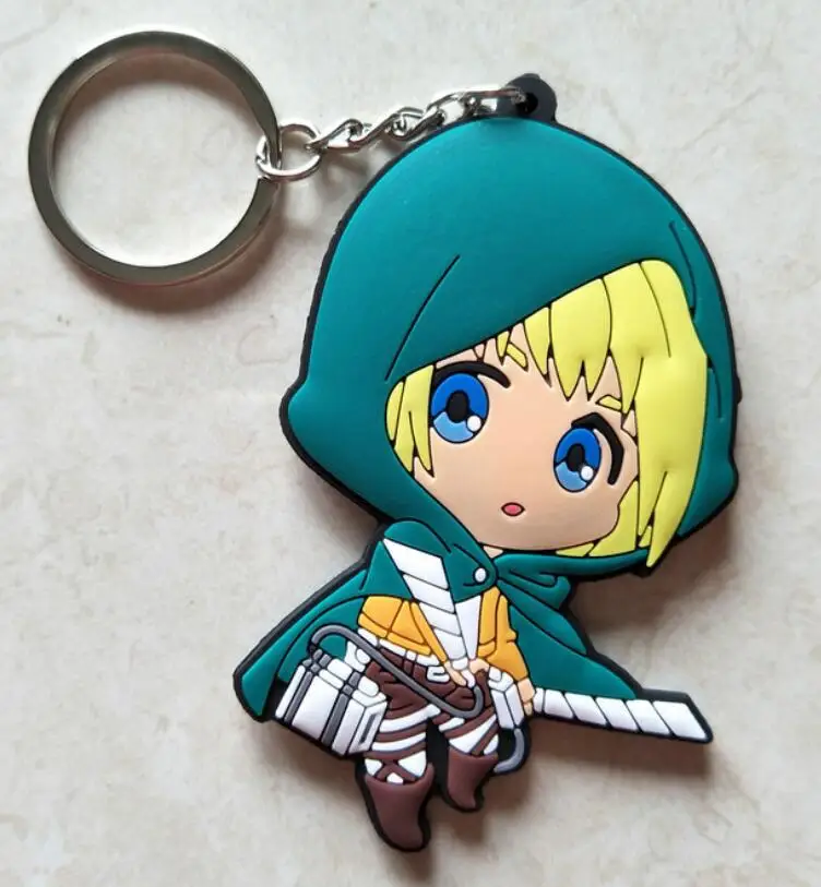 Anime Keychain Set: Eren, Levi, Armin, and Mikasa Miniature Dolls