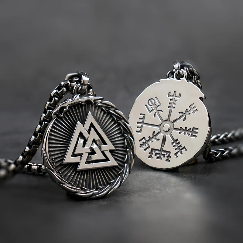 

Ожерелье викингов Valknut для мужчин, кулон из нержавеющей стали с волком