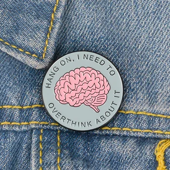 

Brain Storm Enamel Pin Hang ON Overthinking Badge Brooch Denim Clothes backpack Brain Round Jewelry Gift For Friends