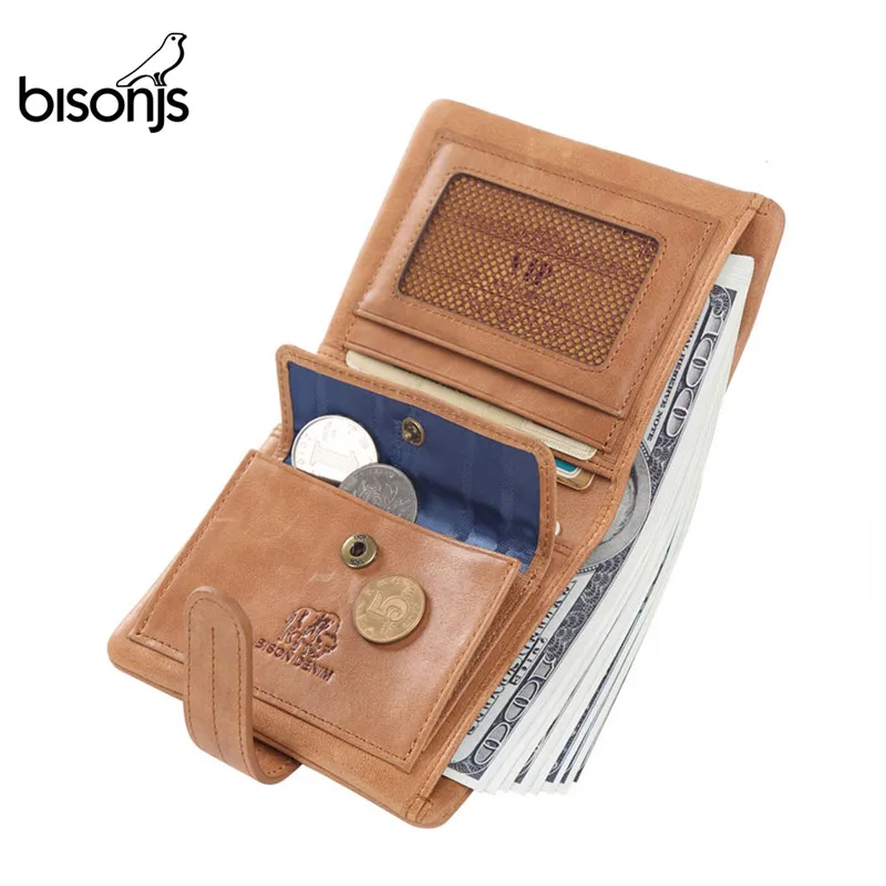 

BISONJS Genuine Leather Wallets for Women Soft Cowskin Credit Card Holder Wallet Female Short Wallet Zipper Coin Purse W4401