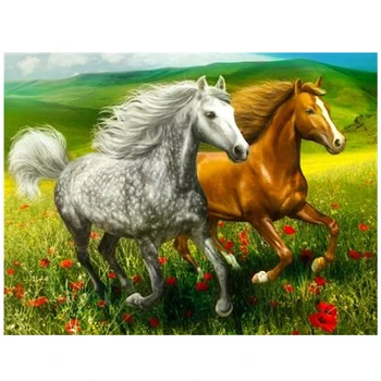 

5d round Diamond Painting Horse Diamond Embroidery Animals Rhinestones Full Square Kits Cross Stitch Gem Painting Tool ZP-2535