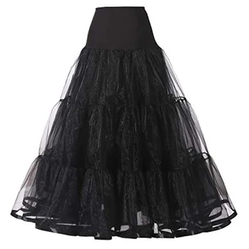 

WOWBRIDAL Long Petticoat Ruffled Crinoline Vintage Wedding Bridal Petticoat for Wedding Dresses Underskirt Rockabilly Tutu