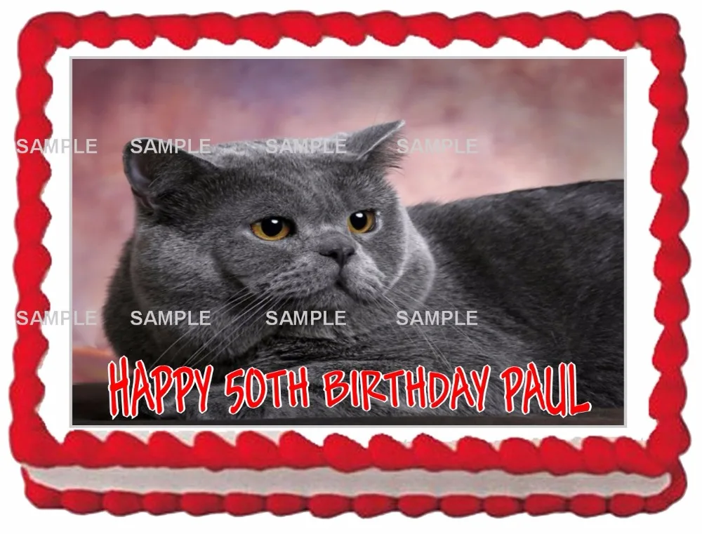 Серый Cat съедобный торт фигурки жениха и невесты Вафли риса Бумага для торта кекс