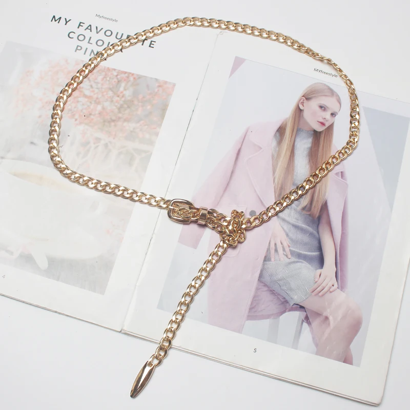 Fashion Punk Waist Chain Belts Women Gold Color Tassel Chain Trousers Link Metal Belt Chain For Pants Dress Accessories