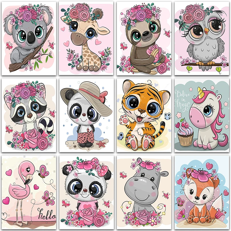 5D DIY Diamond Painting flowers animals tiger fox unicorn Flamingo Full Square&Round mosaic embroidery Cross stitch home decor diamond painting