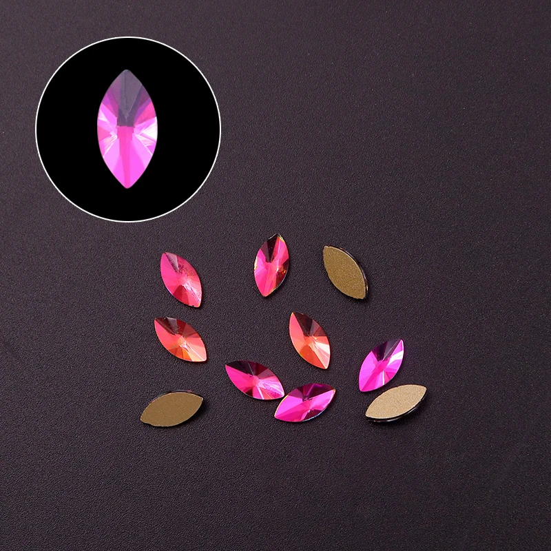 10 шт. стеклянные кристаллы Стразы для ногтей Форма для глаз Кристалл AB плоская задняя часть 3D не исправление дизайн ногтей украшения DIY инструмент Аксессуары