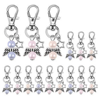 

33 PcS Party Favors Baptism Souvenir Mini Angle with Star Pendant Keychain