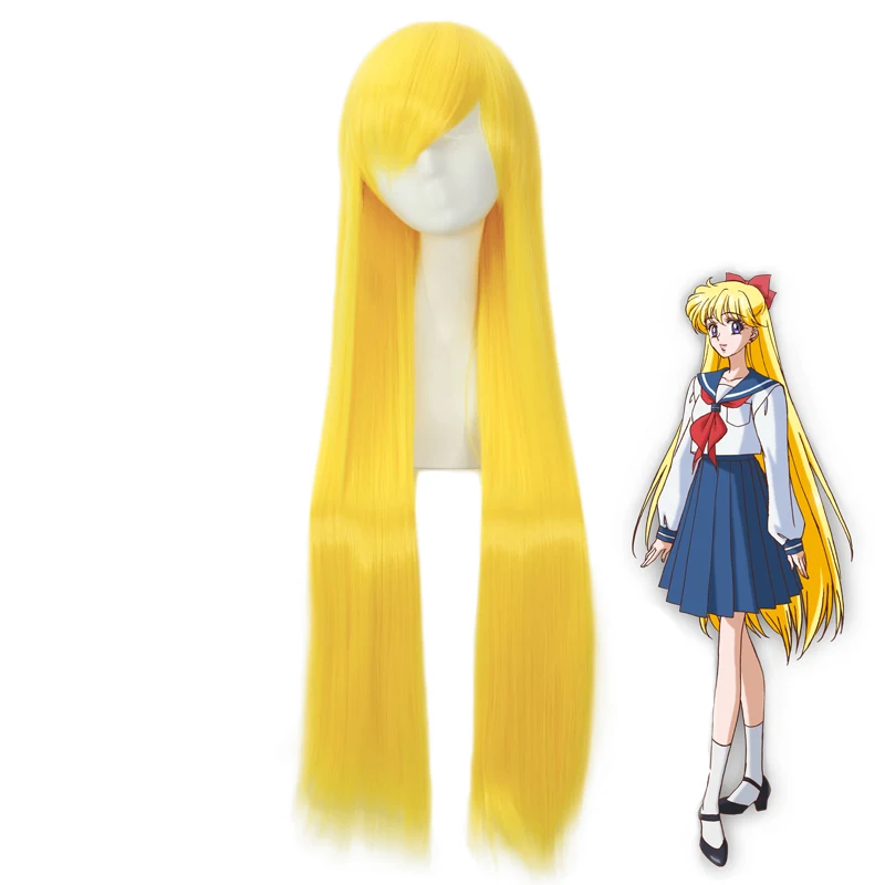 

Anime Sailor Moon Minako Aino Long Wig Cosplay Costume Heat Resistant Synthetic Hair Sailor Venus Women Wigs