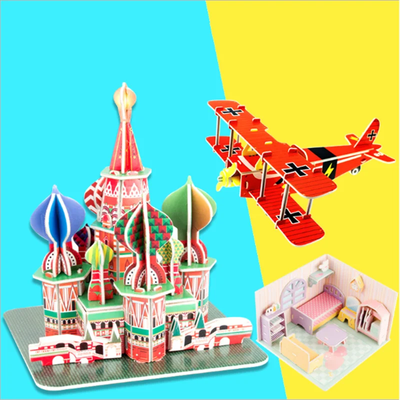 

Three-dimensional jigsaw puzzle educational toys hands-on DIY handmade architecture models selling children's paper toys