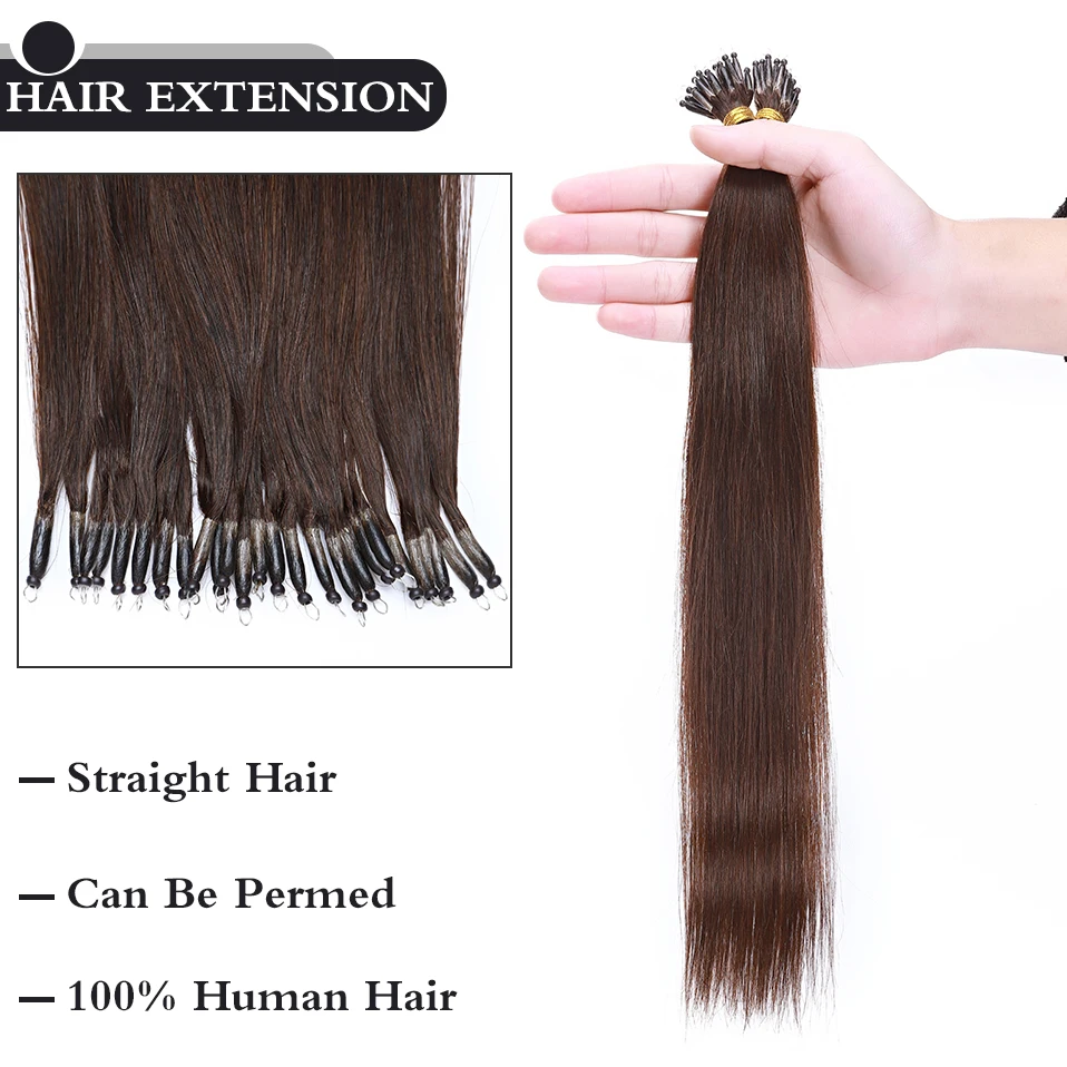 S-noilte 1g/strand Nano Rings Micro Links Human Hair Extensions Micro Bead Pre Bonded 16-24inch 50pcs Straight Natural Blonde