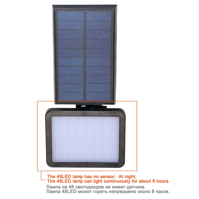Solar Power Lámpa 48 Led -Ek Napenergia Utcai A Kültéri Kerti Fali Udvarhoz Biztonsági Világítás Terhelhető Világítási Szög 280 Lm - Image 2