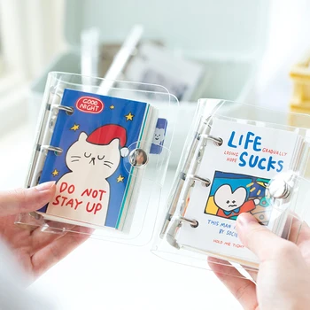 

yoofun Kawaii Mini Pocket 3 Ring Loose-leaf Diary Notebook Bullet Journaling Book Set School Stationery Portable memo pad