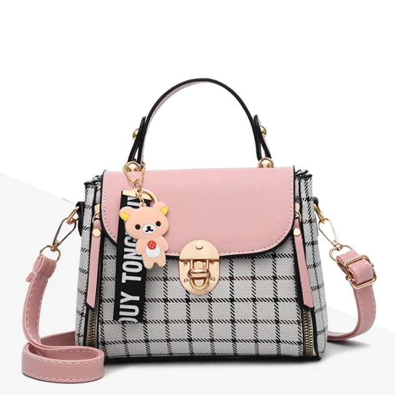 

2019 Women Bag Fashion Women Messenger Bags Mini Small Square plaid Leather shoulder bagClutch Women Handbags Sac A Main Femina