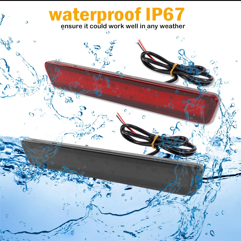 2Pcs Smoked Lens Waterproof Red Rear LED Side Fender Marker Lamp Parking Light F