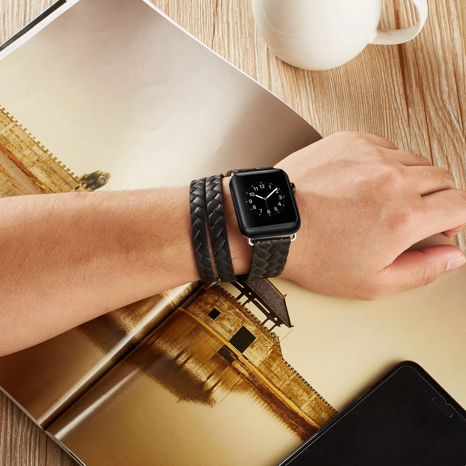 Кожаный ремешок для часов apple watch serie 4 3 44 мм 42 мм ремешок для i watch 2 1 аксессуары iphone watch band 40 мм 38 мм Смарт-часы