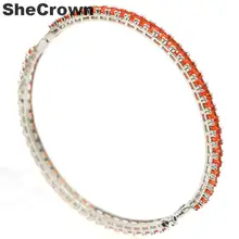 66x4 мм фантастический созданный оранжевый Спессартин Гранат дамы Свадебный серебряный браслет 7,5 дюймов