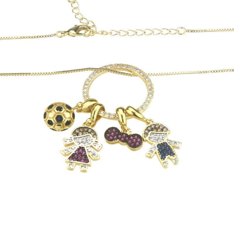 SUNSLL новое Золотое медное ожерелье Красного/синего кубического циркония, предназначенное для женщин, ожерелье, детский ювелирный подарок, ожерелье с подвеской