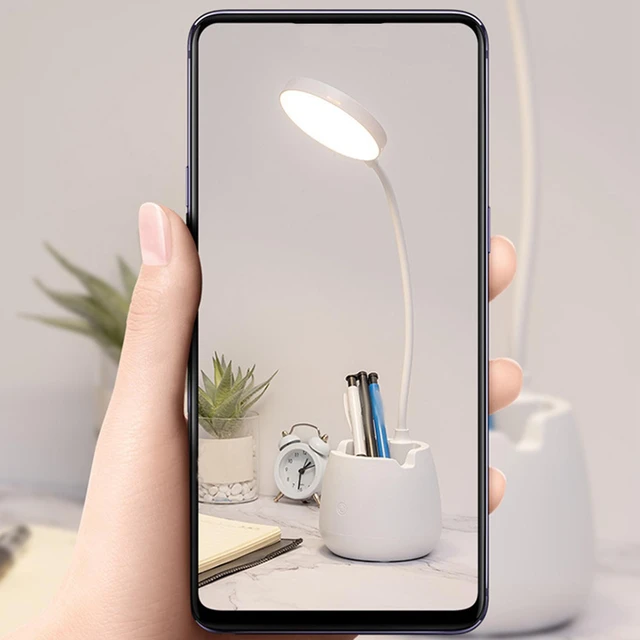 Lampe de Bureau, LED Lampe de Bureau Rechargeable avec Porte Stylo  Téléphone,Contrôle Tactile 3 Modes de Couleur Lumière & Luminosité  Dimmable,Cygne