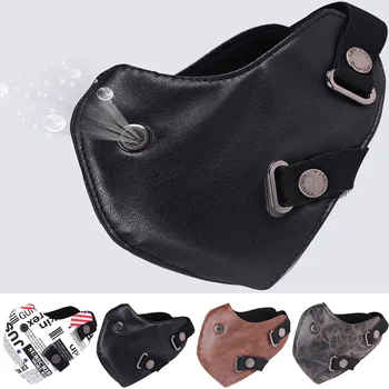 

Unisex Riding mask winter Windproof Sunscreen punk Vintage leather face shield Men's and women's motorbycle riding face mask