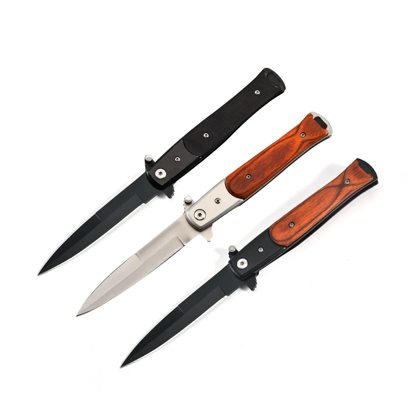 

225mm 5CR15MOV Blade Quick Open Knives Outdoor Portable Pocket Camping Folding Knife Combat Military Knifes