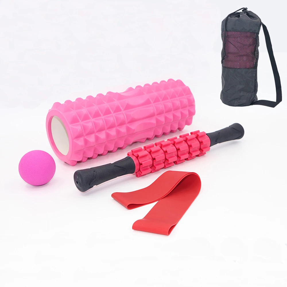 

33*13cm Hollow Pilates Yoga Foam Column Yoga Six Gear Massage Stick Yoga Massage Ball Latex Elastic Tention Band Belt Set