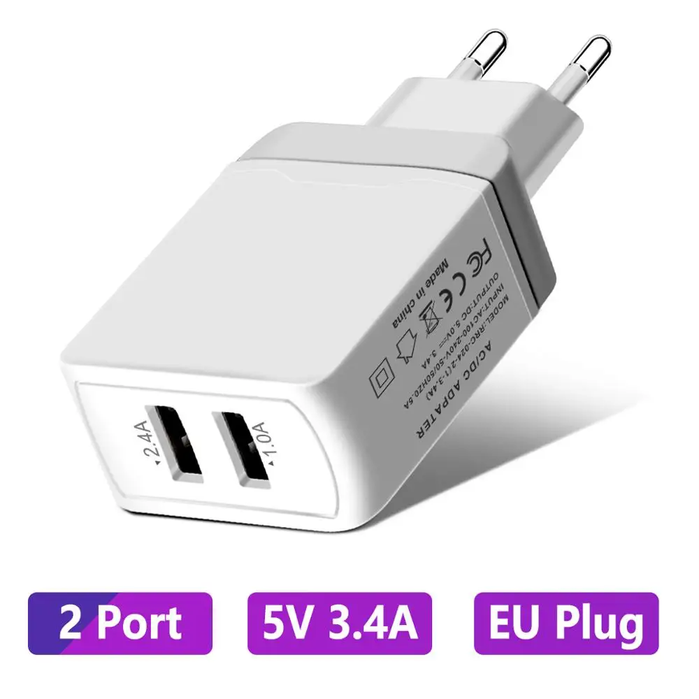FONKEN 2 порта USB зарядное устройство Быстрая зарядка 3,0 USB адаптер 28 Вт QC3.0 QC2.0 портативное дорожное двойное USB быстрое зарядное устройство для телефона планшета - Тип штекера: 5V3.4A White Charger