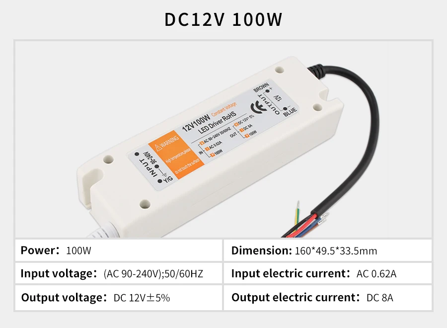 Светодиодный драйвер DC 12 В источник питания 18 Вт 28 Вт 36 Вт 48 Вт 72 Вт 100 Вт осветительные трансформаторы высокое качество светодиодный