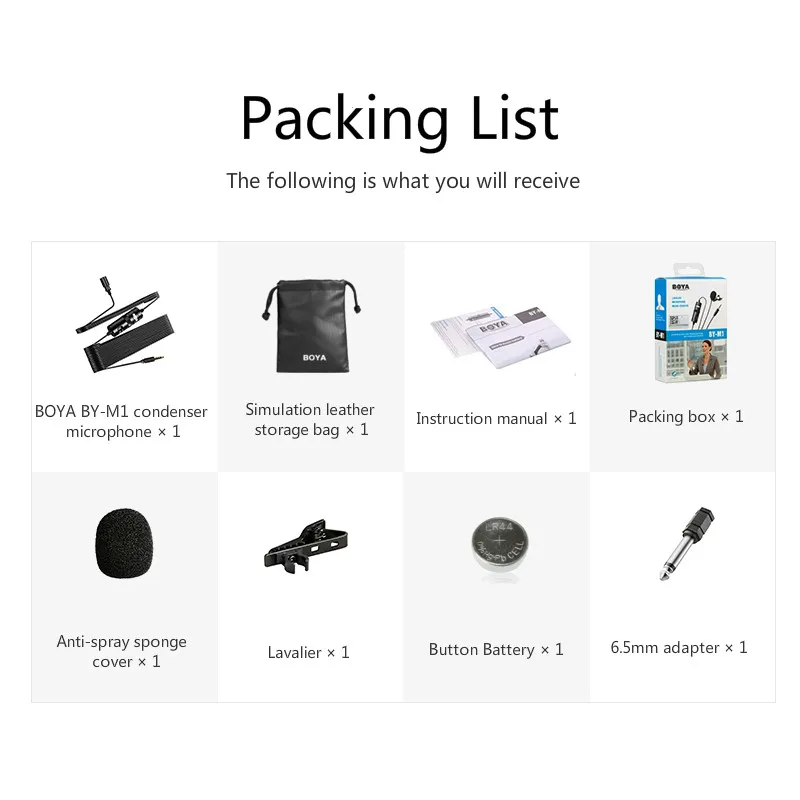 BOYA BY M1 / M1DM 3 5 мм Lavalier конденсаторный микрофон с ветровым стеклом для смартфонов Dslr