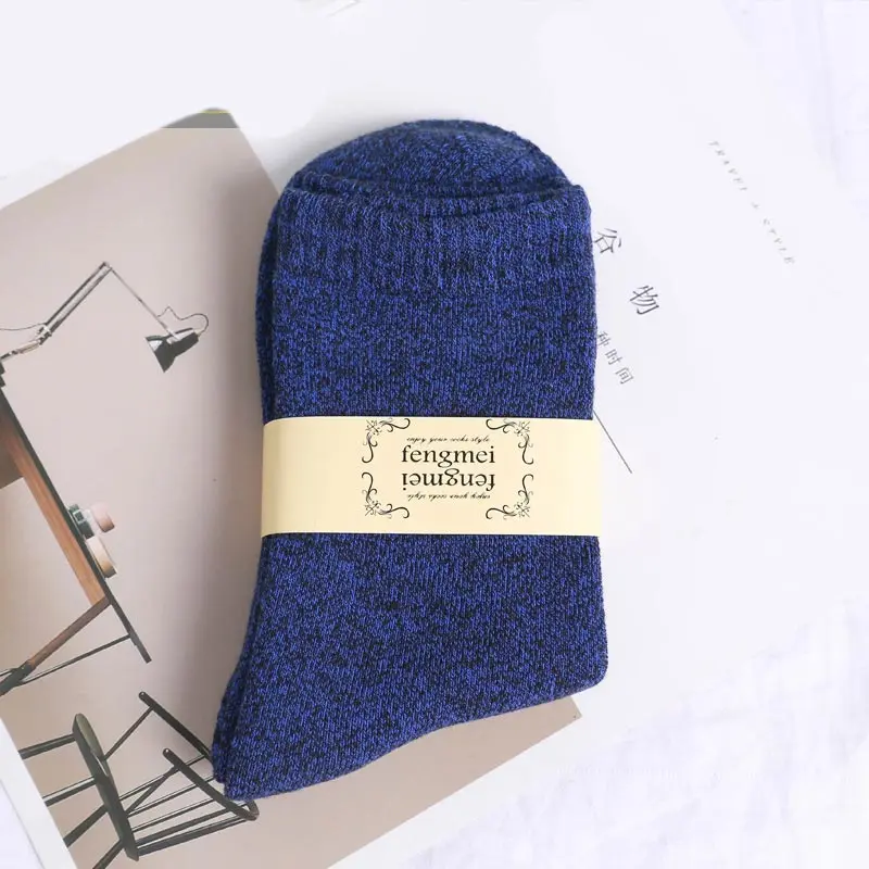 Sky blue black 5 шт./компл. LNRRABC супер толстый однотонный носки хлопковые носки против на холодную погоду теплые сапоги для русской зимы на Для мужчин носки - Цвет: Sky blue black