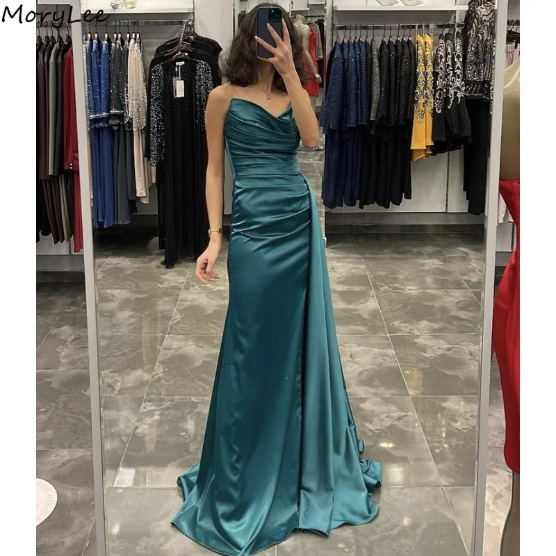 

Sexy Bridesmaid Dresses 2022 V-Neck Sleeveless Floor Length Mermaid Silk Satin Wedding Bridesmaid Gowns With Lace Up Back