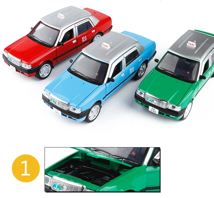JACKIEKIM1: 32 сплава Hong Kong Taxi звуковая и световая воин Автомобильная Игрушечная модель 823515 в штучной упаковке