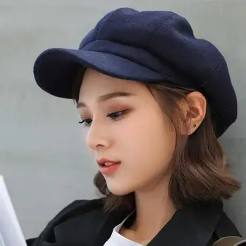 Autumn Winter Hats for Women Solid Plain Octagonal Newsboy Cap Men Ladies Casual Wool Hat Winter Beret Women Painter Caps 4