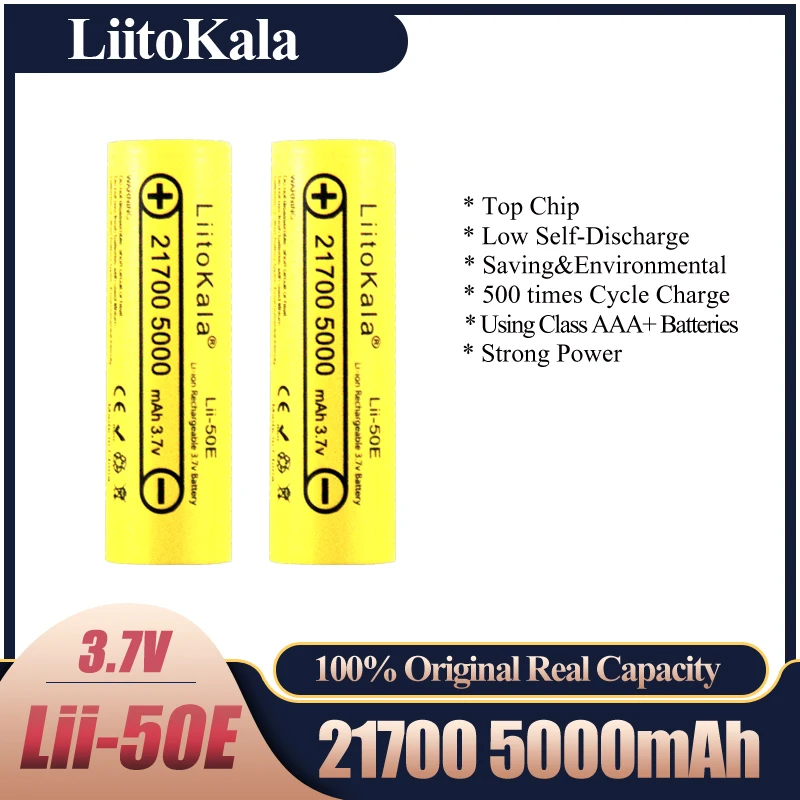 2021 LiitoKala lii-50E 21700 5000mah Rechargeable Battery 3.7V 5C discharge High Power batteries For High-power Appliances | Электроника