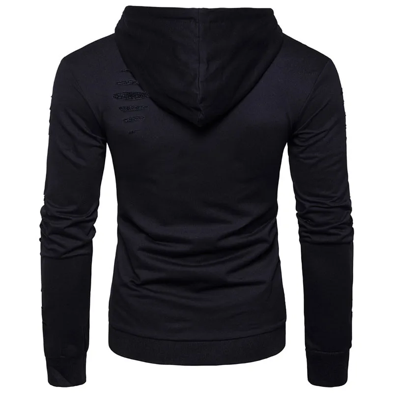 2020 осенние толстовки с дырками мужские однотонные свитшоты кардиган на молнии