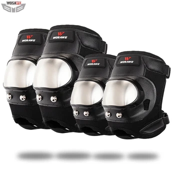 

WOSAWE Motorcycle Stainless Steel Knee Pads Elbow Pad Set Motocross Off-road Racing Anti-Fall Protective Gear Sports Protector