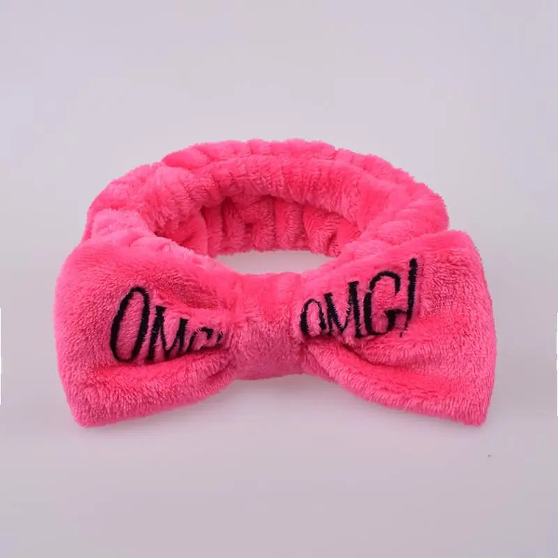 Новое письмо "OMG" Повязки для женщин Flannel Мягкий Лук Повязки Девушки мыть лицо turban Симпатичные эластичные головные уборы аксессуары для волос - Цвет: style1 rose