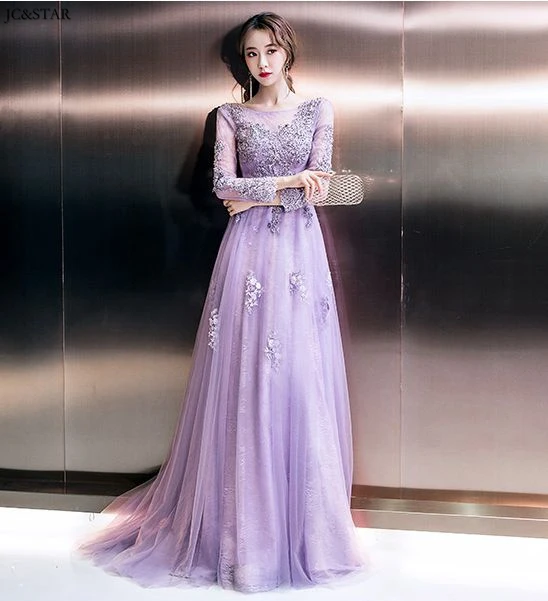 Vestidos morados, новинка, кружевное вышитое бисером платье с длинным рукавом, Aline wwedding, платье для гостей, длинное платье demoisle d honneur abiti da damigella