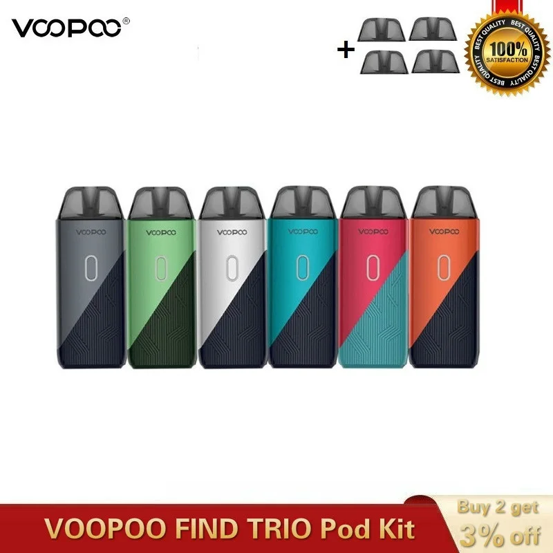 Оригинал VOOPOO FIND TRIO Pod Kit 1200 мАч батарея с 3 мл Pod PnP-C1 и PnP-R1 спиральная электронная сигарета Vape Kit Vaporizador
