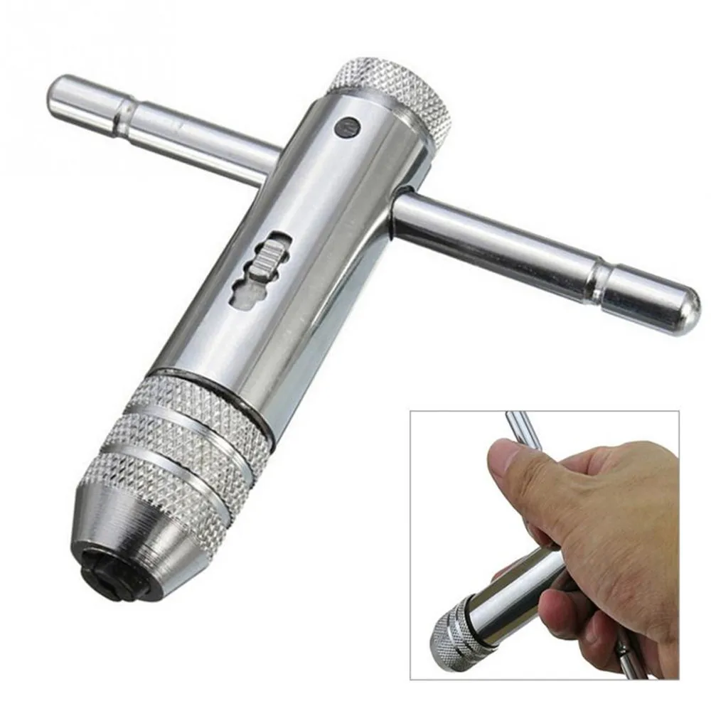 Ratchet Tap Wrench Adjustable T-Handle Tap Wrench with M3-M8 Machine Screw Thread Metric Plug Machinist Tool for Reamer ratchet tap wrench