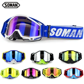 

For SOMAN SM11+3pcs Films+Extra Clear Lens Goggles Motocross Motorcycle Helmet Goggles casco capacte moto Lens Glasses