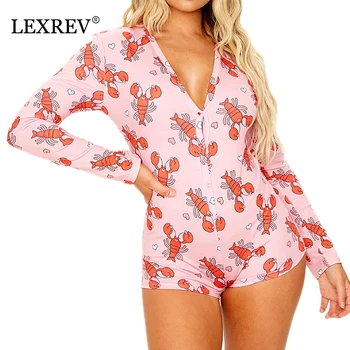 

Sexy Women Onesies Underwear Bodysuit Long Sleeve Button Deep V Neck Bodycon Stretch Leotard Comfort Romper Pajamas Overalls