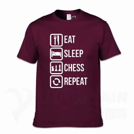 Повседневная футболка с надписью «Eat Sleep Chess Repeat», забавные мужские футболки, Подарочная хлопковая футболка с коротким рукавом, модные хлопковые топы 16 цветов