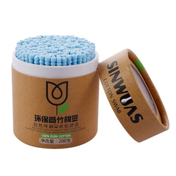 

200pcs/Box Bamboo Black Cotton Buds Swabs Wood Sticks Soft Cotton Bud Ears Clean Tools Double-headed With Swab Case 2019 New