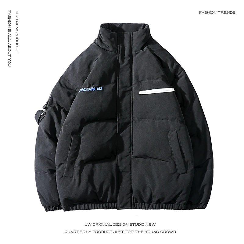 New Style White Couple's Cotton-Padded Coat Men's and Women's Loose Trendy Cotton-Padded Coat Hooded Coat Winter Hong Kong