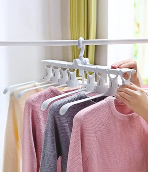 

Multi-function clothes hanger storage household clothes drying clothes shelf wardrobe clothes-drying dormitory folding hook