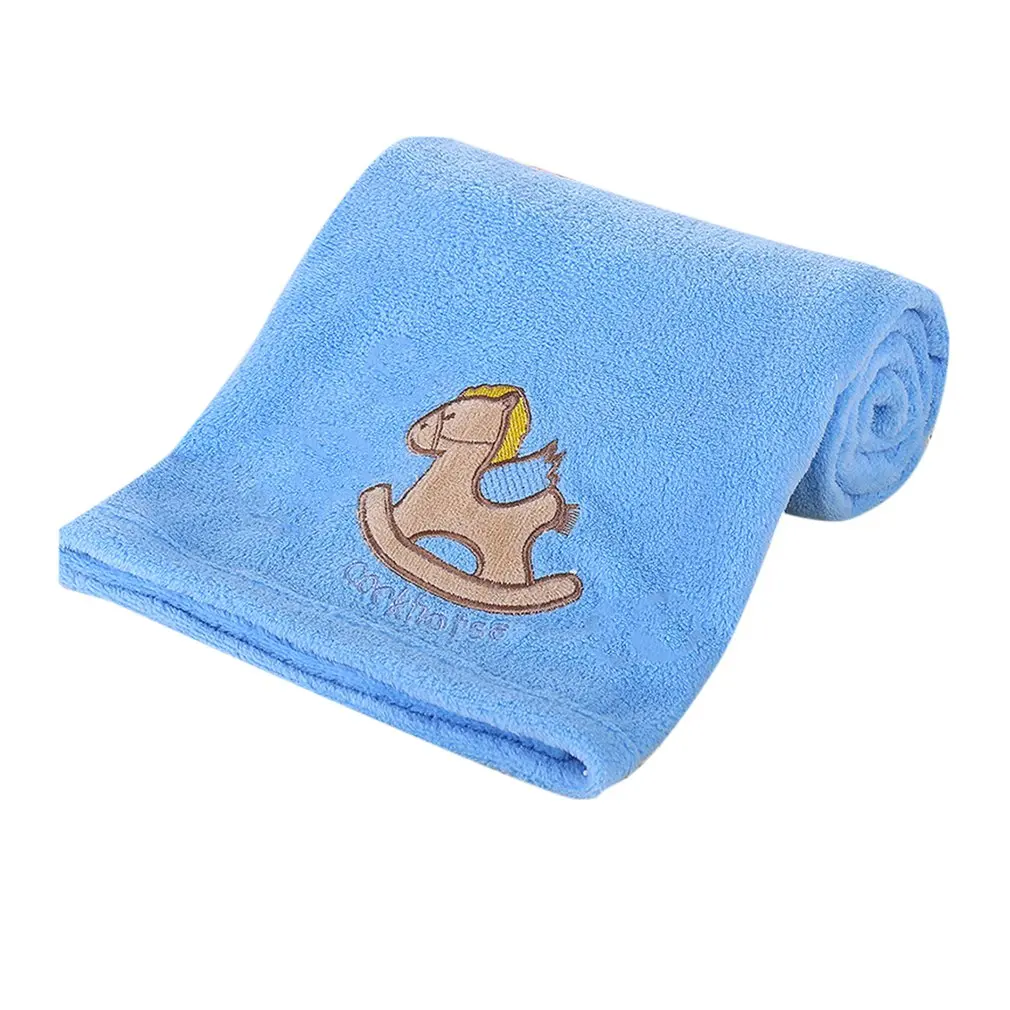 Одеяло из кораллового флиса для новорожденных; одеяло для малышей; мягкие легкие покрывала; Вязаное детское одеяло - Цвет: Синий