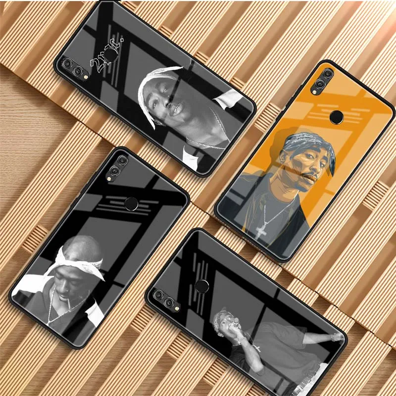 Rapper 2pac singer Tupac DIY Luxury Tempered Glass Phone Case For Huawei P20 P30 P40 Lite PRO Mate 20 30 Pro Cover shell | Мобильные