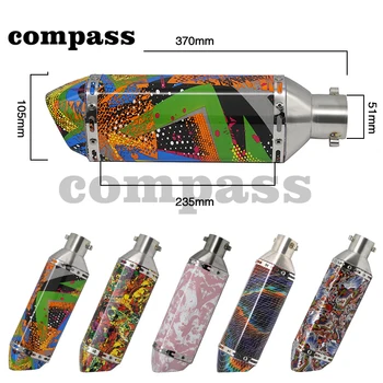 

51mm Motorcycle Graffiti Style Exhaust Muffler Pipe Escape Moto for Honda for Yamaha KTM GY6 Scooter Dit Bike Racing